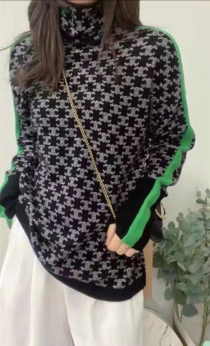 Cozy knit women's turtleneck sweater, a soft and warm long sleeve top, perfect for fall and winter comfort.