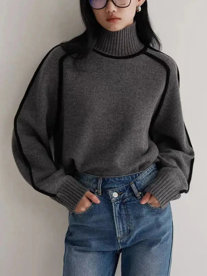 Effortless style: women's cozy knit turtleneck sweater, a chic addition to any versatile wardrobe.