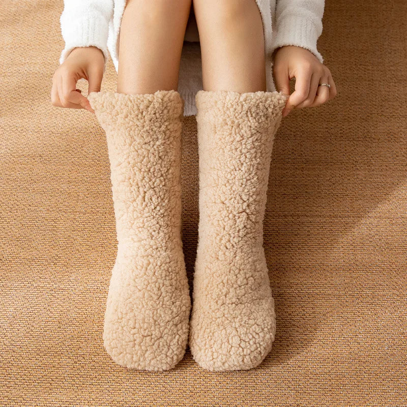 Soft non-slip women's slipper socks for safe and cozy indoor wear. Perfect for cold floors.
