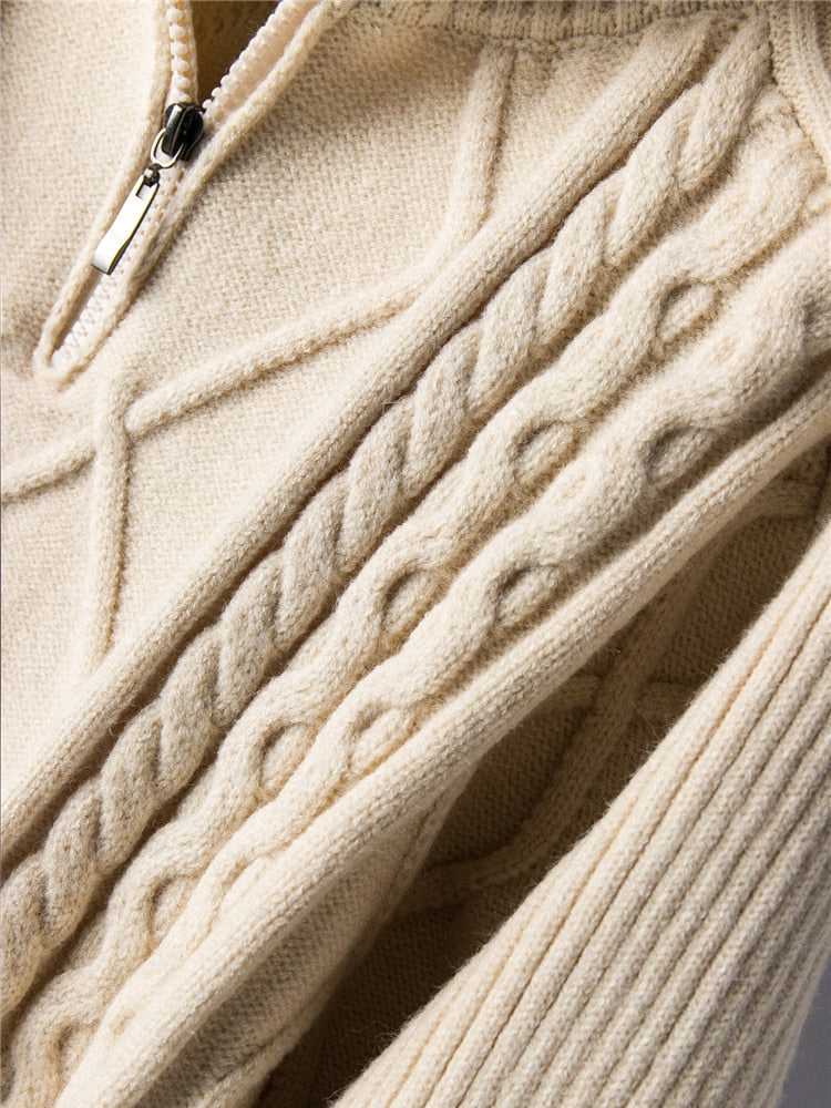 Warm women's oversized knit pullover sweater, a cozy fashion essential for chilly fall days and winter nights.