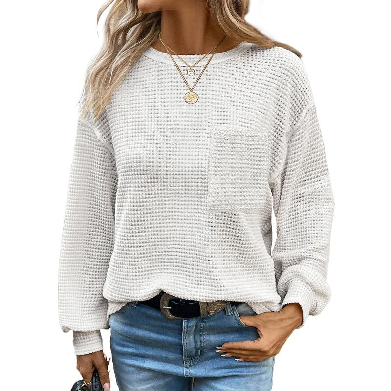 Trendy women's oversized long sleeve crewneck top for everyday fashion & cozy wear, great for casual outfits.