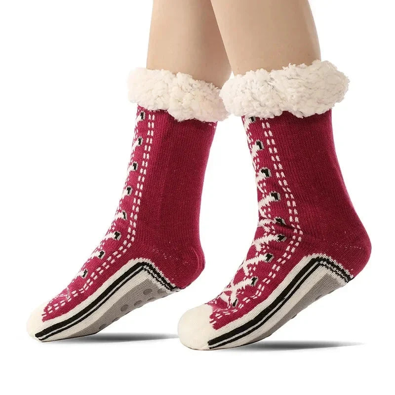 Comfortable women's sneaker socks, plush and cozy with anti-slip features. Perfect for everyday footwear.