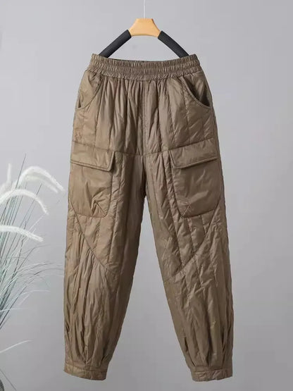 Soft women's cozy quilted bottoms, perfect lounge pants for comfortable everyday wear and fall style.