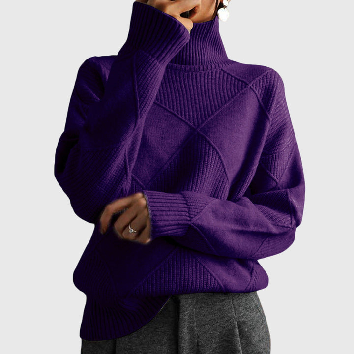 Women's comfortable oversized turtleneck sweater, perfect for everyday cozy wear.