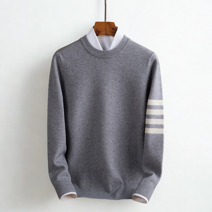 Comfortable women's regular fit striped pullover sweater, a cozy long sleeve top for fall fashion.