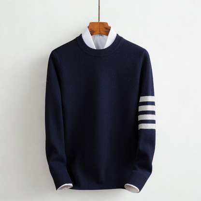 Casual women's striped pullover sweater, a comfortable long sleeve top for versatile fall & winter outfits.
