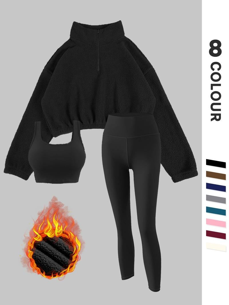 Warm women's thermal fleece sleepwear set, designed for ultimate comfort and coziness during cold nights or mornings.