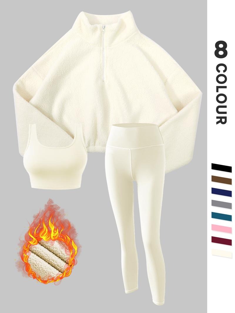 Stylish women's thermal fleece lounge set, offering warmth and comfort for indoor lounging or light outdoor activities.