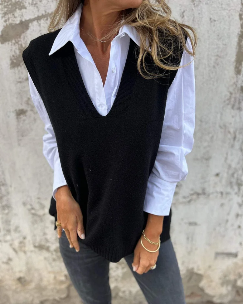 Women's cozy V-neck knitted cardigan sweater. A comfortable long sleeve layering piece for elegant winter fashion.