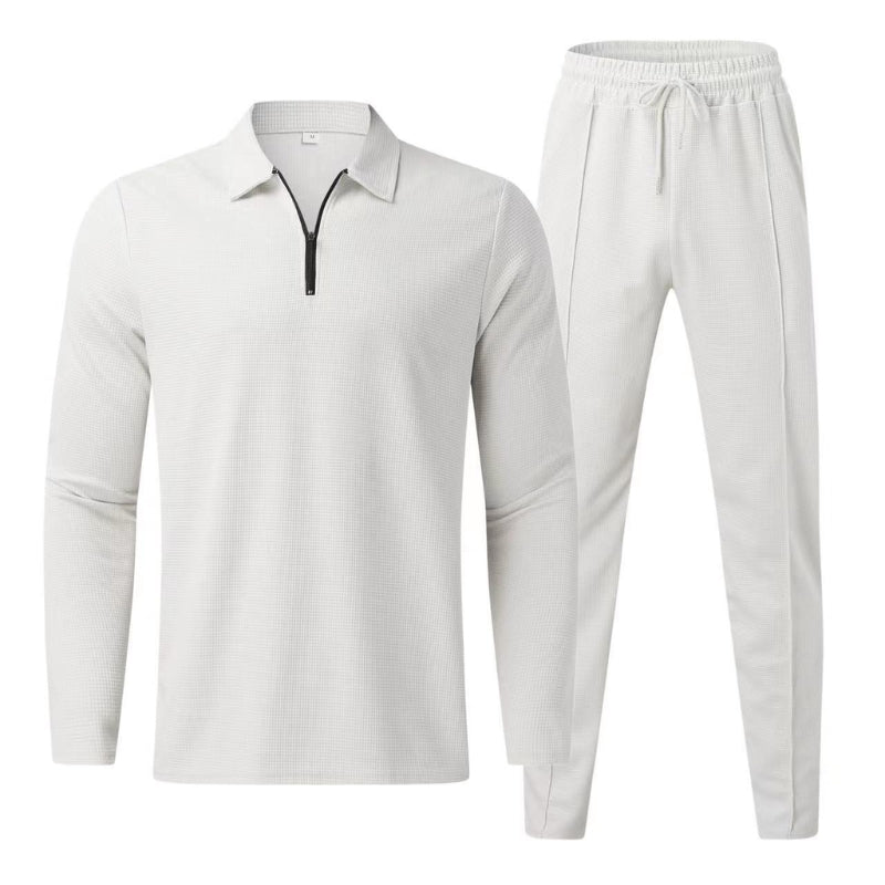 Relaxed fit women's waffle knit lounge set, perfect for all-day comfort, featuring a cozy two-piece design.