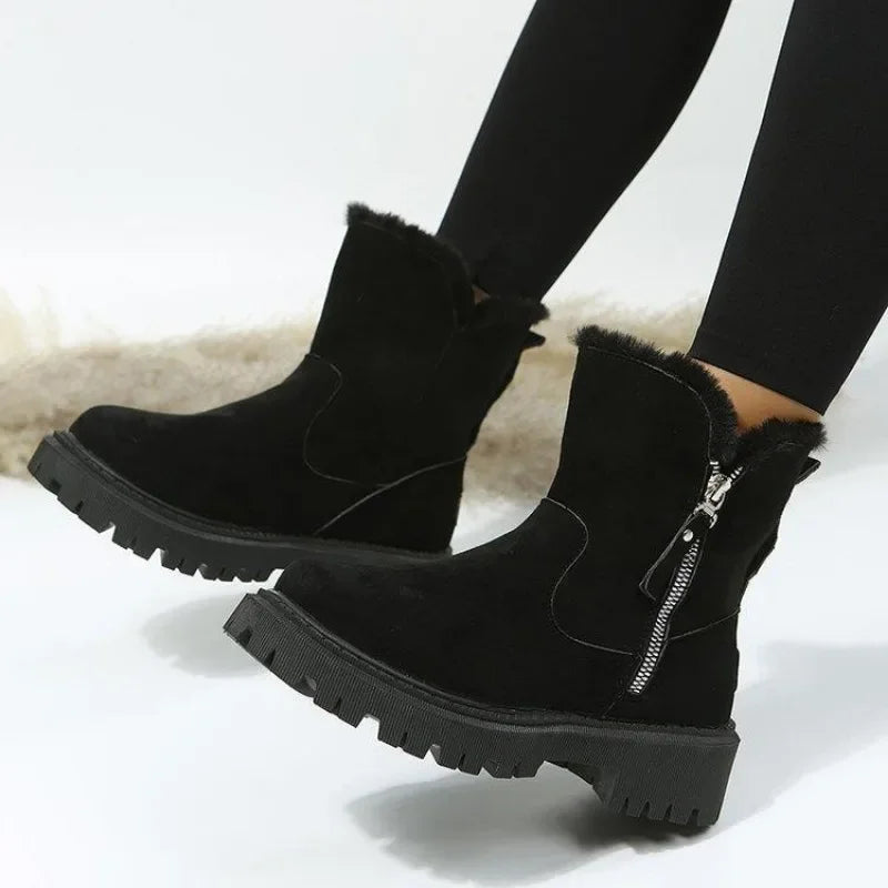 Elegant women's cold weather fashion boots with a sleek profile and easy-access zipper.