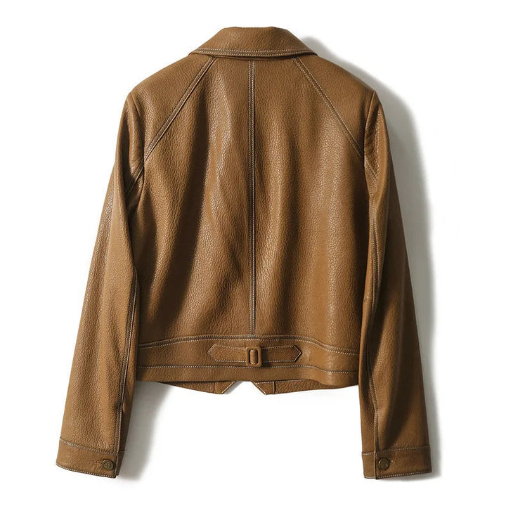 Stylish women's cropped blazer jacket with structured lapel, a bold statement piece for modern fashion.