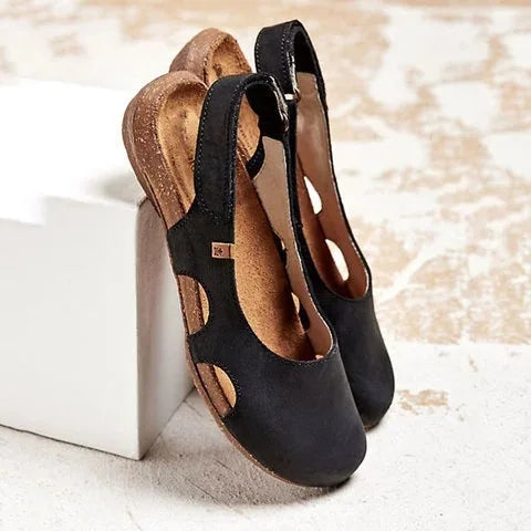 Women's cushioned orthopedic strap sandals with arch support for comfortable everyday wear.