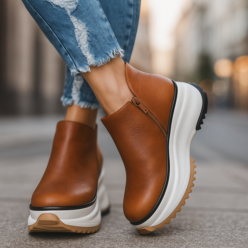 Women's cushioned platform boots with orthopedic support, perfect for all-day comfortable wear.