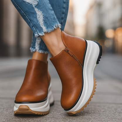 Women's cushioned platform boots with orthopedic support, perfect for all-day comfortable wear.