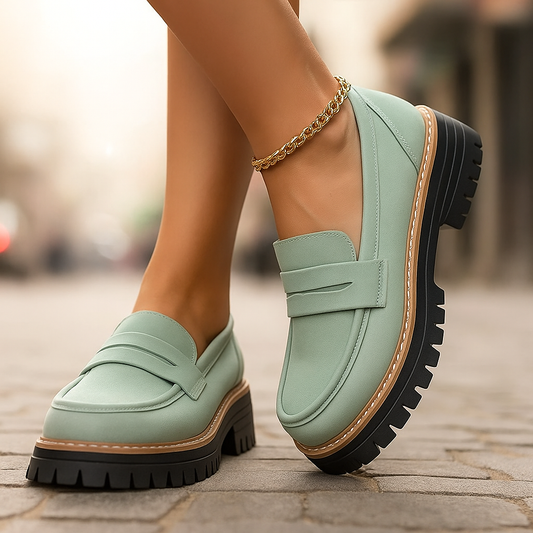 Women's cushioned platform loafers, stylish & comfortable for all-day everyday wear.