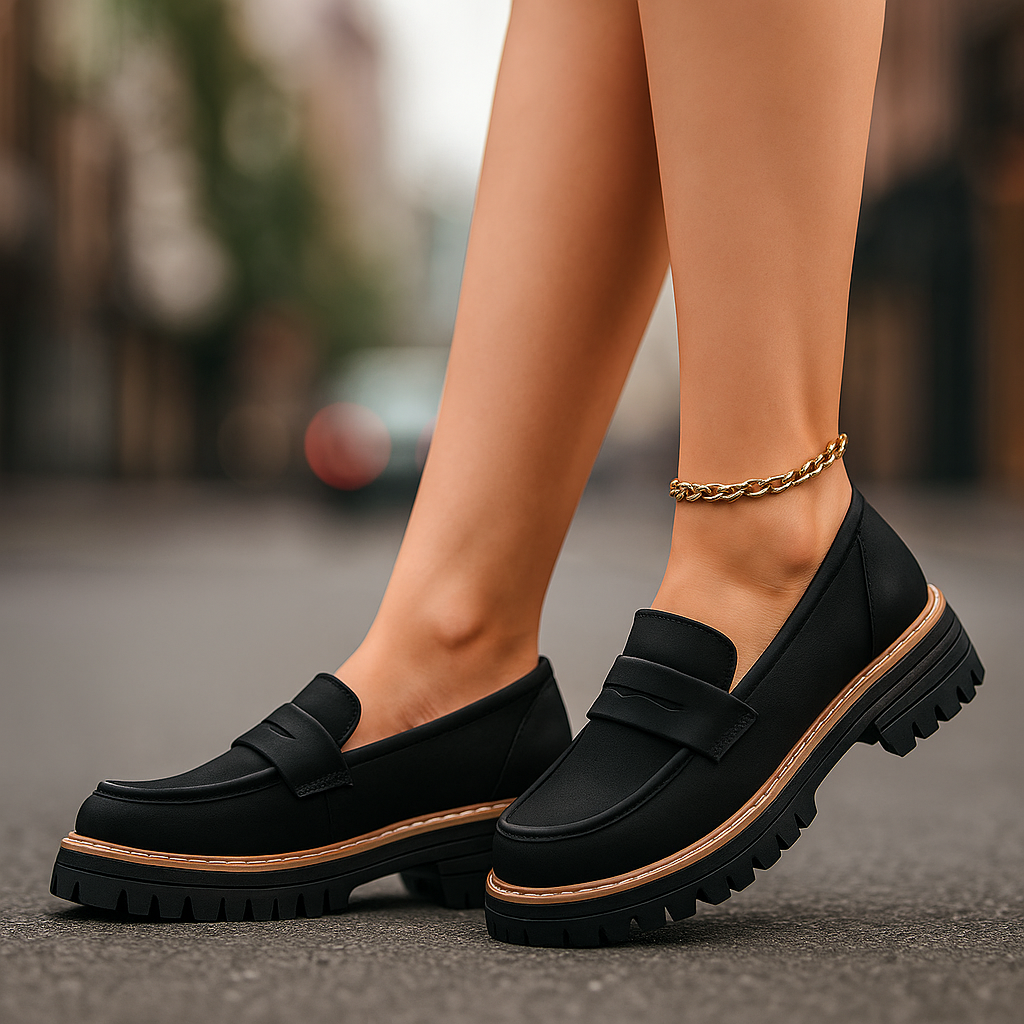 Stylish women's platform loafers, cushioned for all-day comfort, perfect everyday casual footwear.
