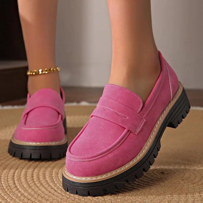 Casual women's platform loafers, comfortable with orthopedic support, perfect for daily slip-on wear.