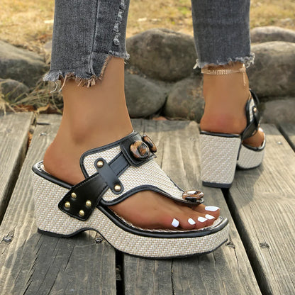 Ergonomic women's platform slides, cushioned design with trendy studded accents for support.