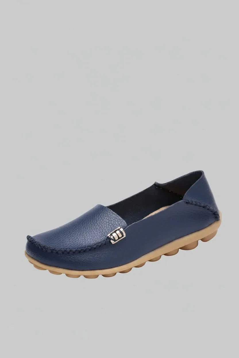 Black women's round toe flats with extra cushioning, great for comfortable everyday walking.