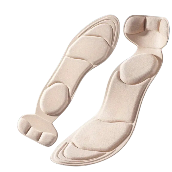 Discreet heel inserts for high heels, preventing slipping and enhancing cushioning for foot pain relief.