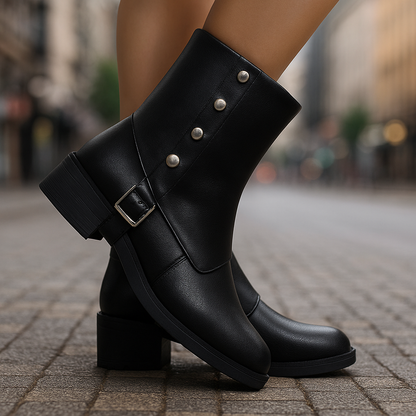 Stylish classic black women's ankle boots with orthopedic support, perfect for versatile wear.