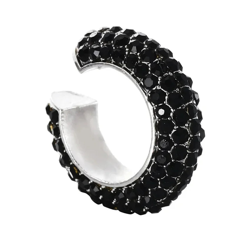 Shimmering pavé crystal no-piercing ear cuff, an essential women's fashion jewelry piece.