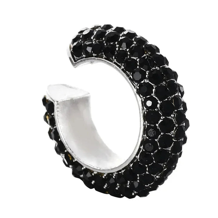 Shimmering pavé crystal no-piercing ear cuff, an essential women's fashion jewelry piece.