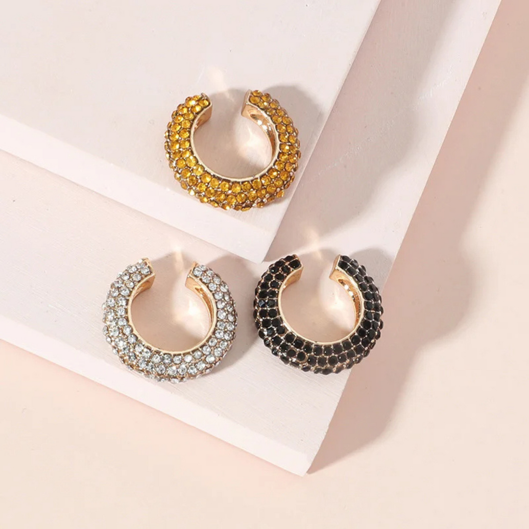 Luxurious women's pavé crystal no-piercing ear cuff, adds dazzling sparkle to any outfit.