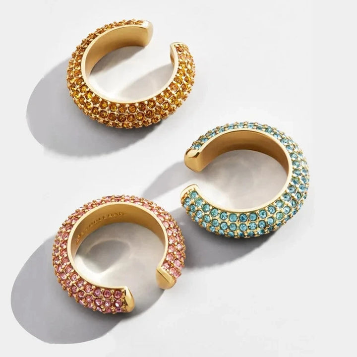 Stunning pavé crystal no-piercing ear cuff for women, a perfect sparkling jewelry gift.