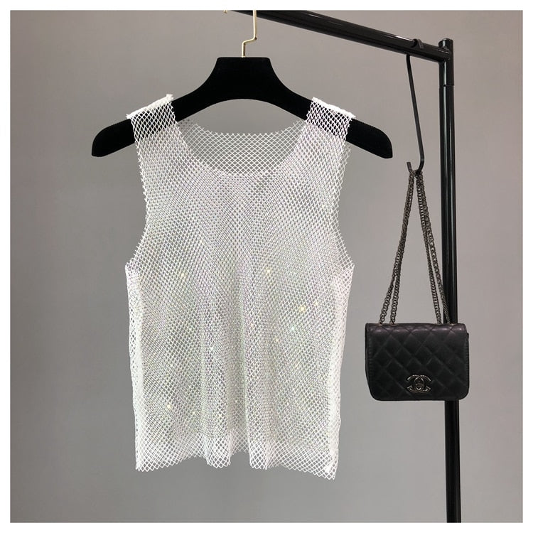 Dazzling women's sleeveless tank, ideal party wear for a stylish night out.