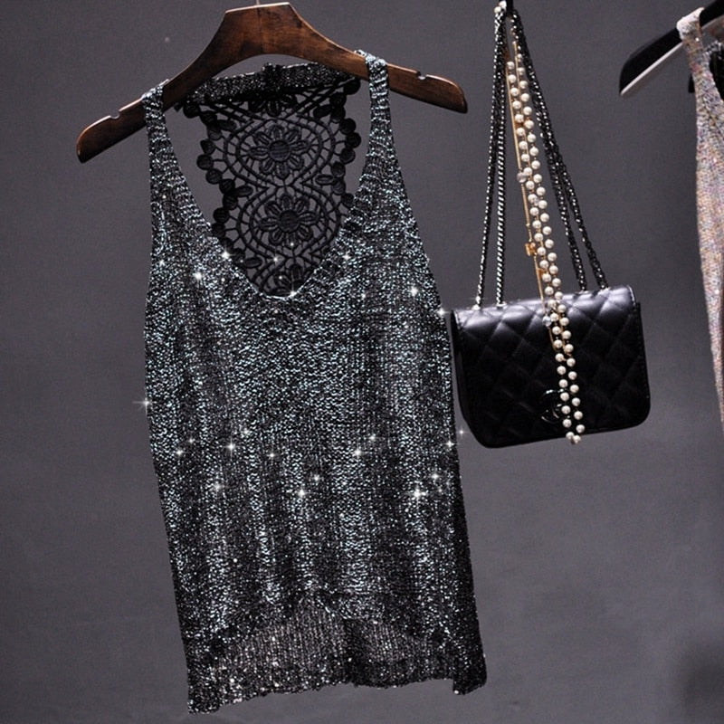 Sparkling sequin glamour top for women, a dazzling piece of party wear fashion for stylish evening events.