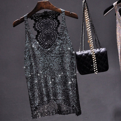 Sparkling sequin glamour top for women, a dazzling piece of party wear fashion for stylish evening events.