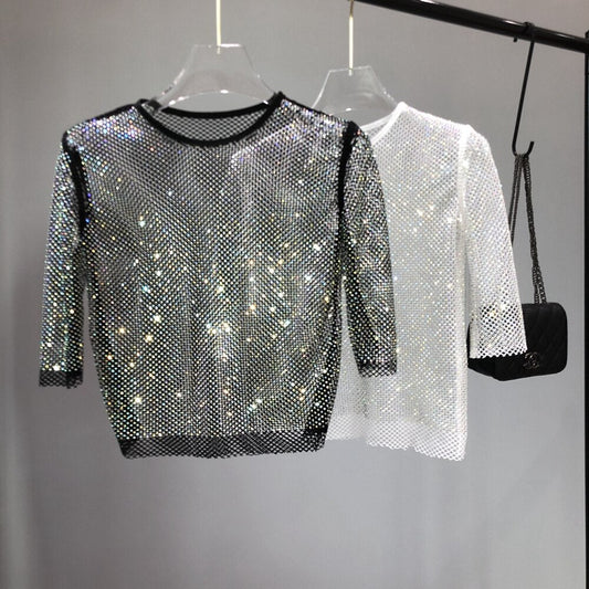 Women's dazzling shimmer party top, perfect for evening wear & festive style.