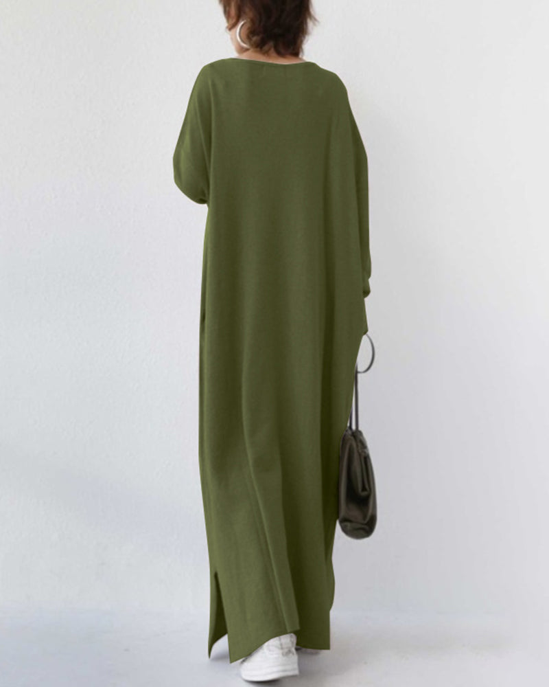 Elegant long sleeve flowing maxi dress, the Women's Devina for comfortable, stylish winter fashion.