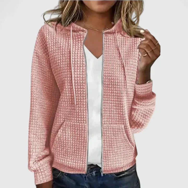 Elegant women's open front cardigan, draped design for versatile styling and chic outerwear.