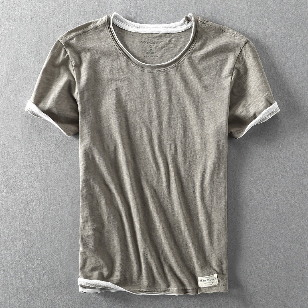 Stylish women's Capri-inspired dual-layer crewneck tee made from comfortable slub cotton.