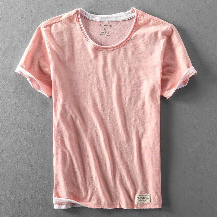Soft slub cotton women's dual-layer tee, offering ultimate comfort and a chic casual look.