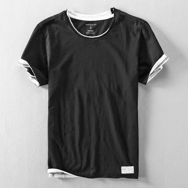 Elegant women's dual-layer crewneck t-shirt. Capri-inspired style, made from comfortable slub cotton for a flattering fit.