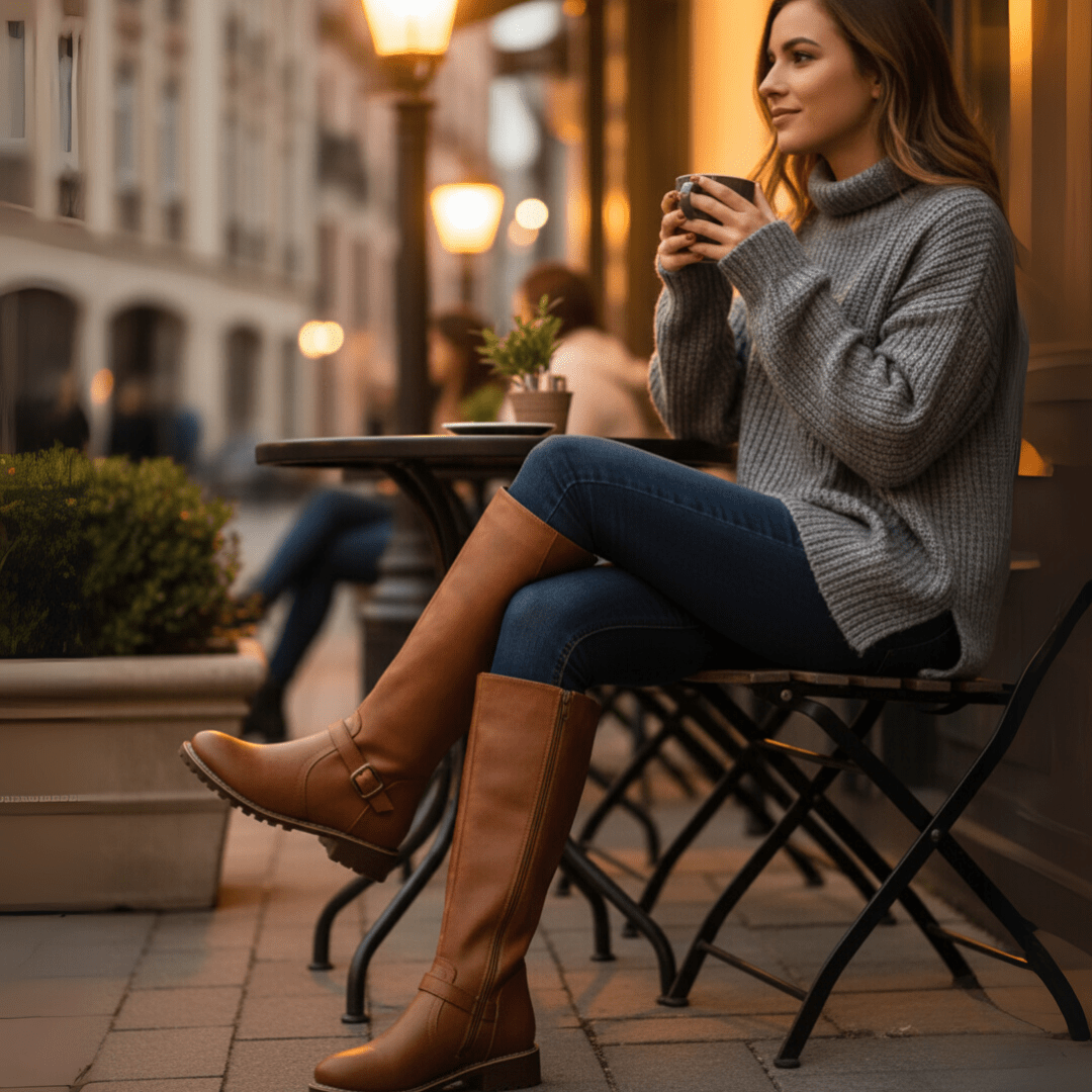 Elegant women's winter fashion boots with gel insoles, ensuring warmth & comfortable style.