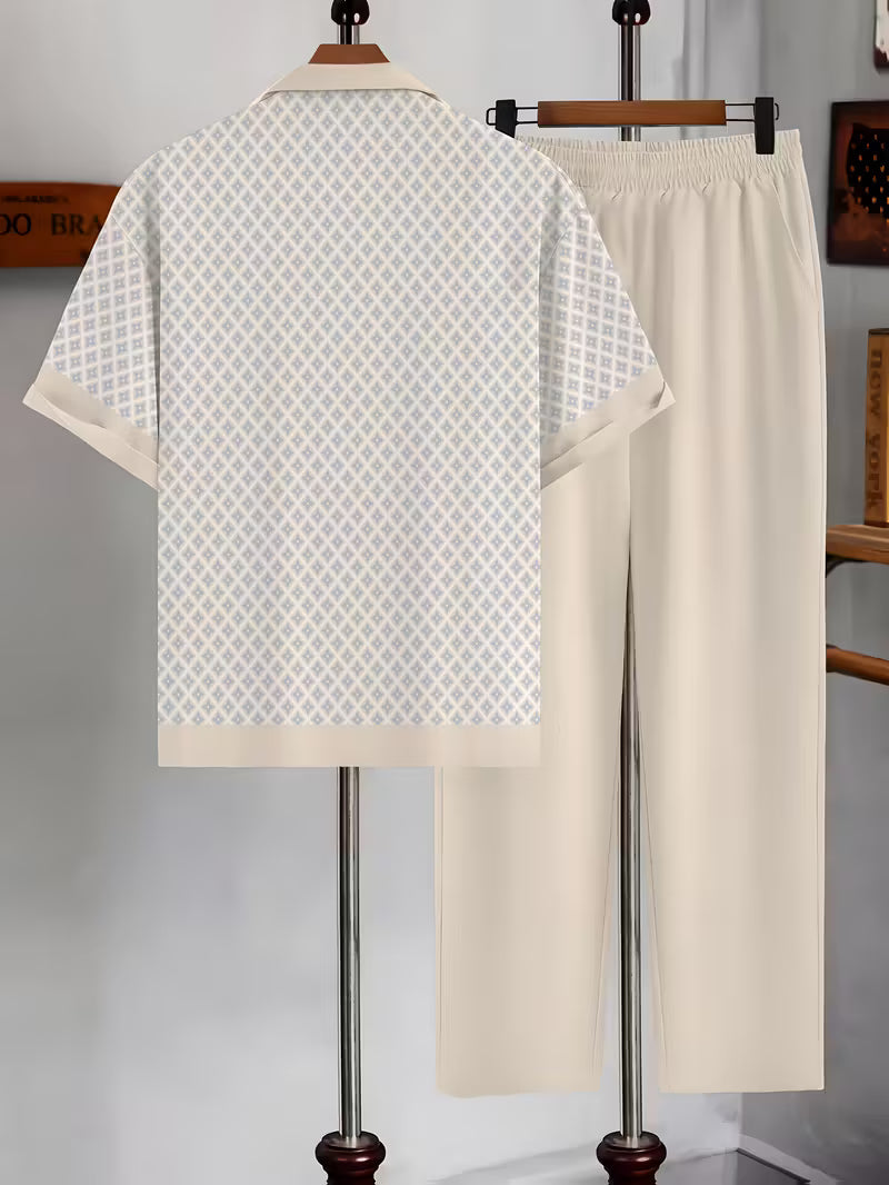 Effortless women's geometric two-piece set. Lightweight & breezy, perfect for a coastal summer escape.