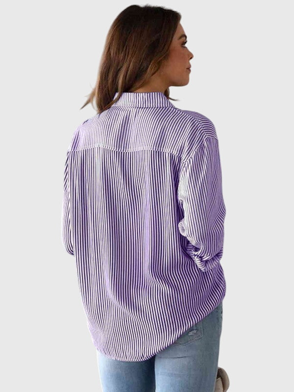 Women's effortless collared shirt, long sleeve, daily wear for versatile spring/summer style.