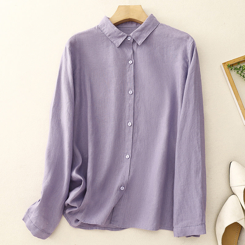 Women's effortless cream button-down shirt. Relaxed fit, long sleeve, perfect for spring/summer casual chic.