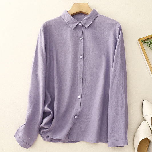 Women's effortless cream button-down shirt. Relaxed fit, long sleeve, perfect for spring/summer casual chic.