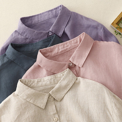Effortless women's long sleeve button-down top. Relaxed fit & versatile for casual or elegant summer looks.