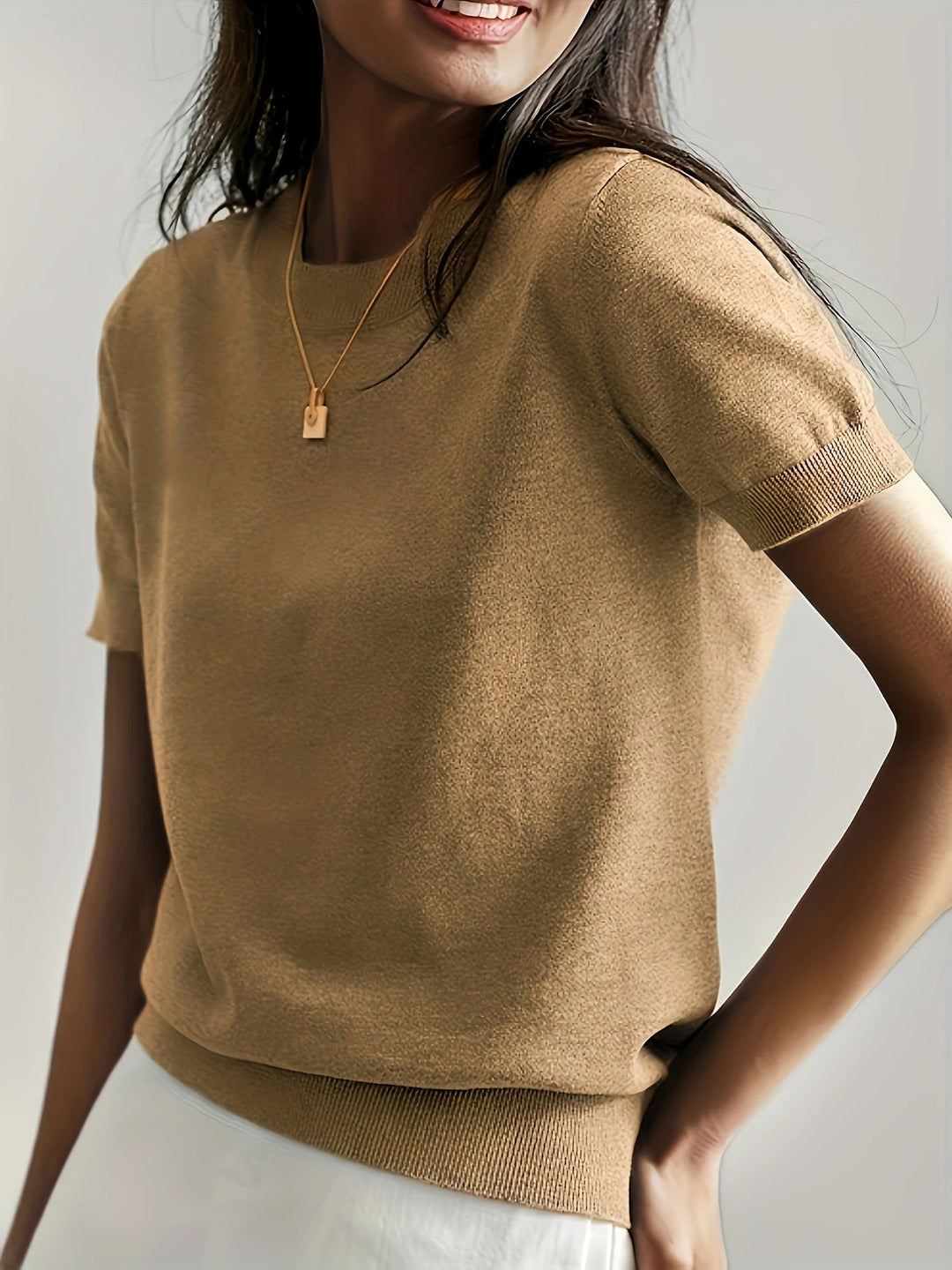 Women's everyday short sleeve knit tee, crew neck. Relaxed fit for ultimate comfort and style.