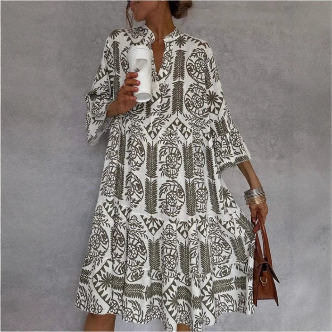 Flowy floral print tiered sundress for women, comfortable boho style, ideal resort wear.