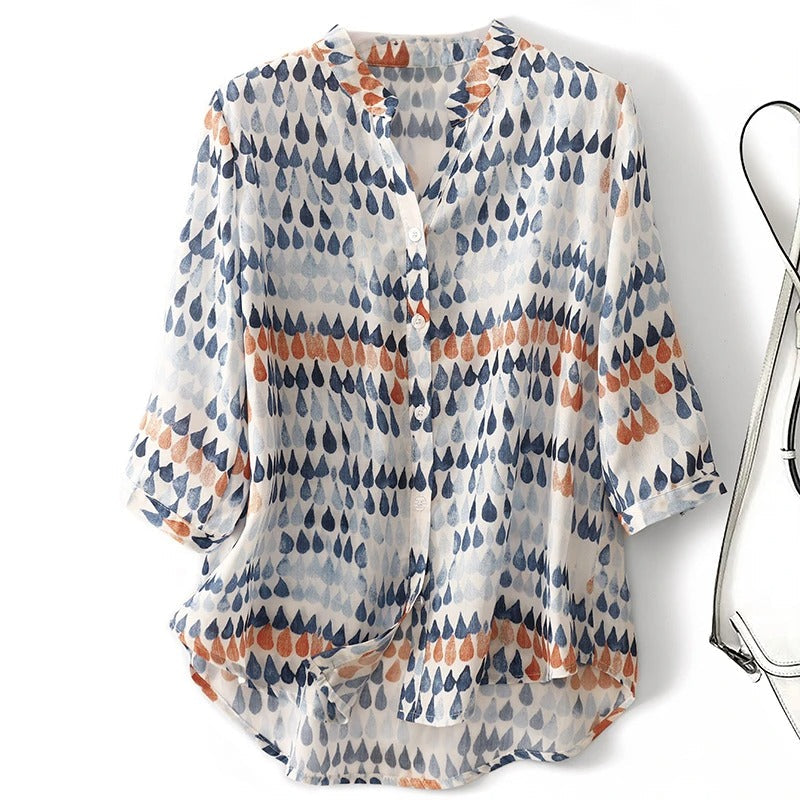 Women's effortless hand-dipped blouse in a unique color, featuring a relaxed flowy fit for comfortable wear.