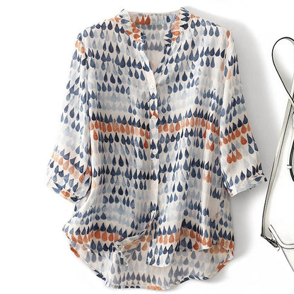 Women's effortless hand-dipped blouse in a unique color, featuring a relaxed flowy fit for comfortable wear.