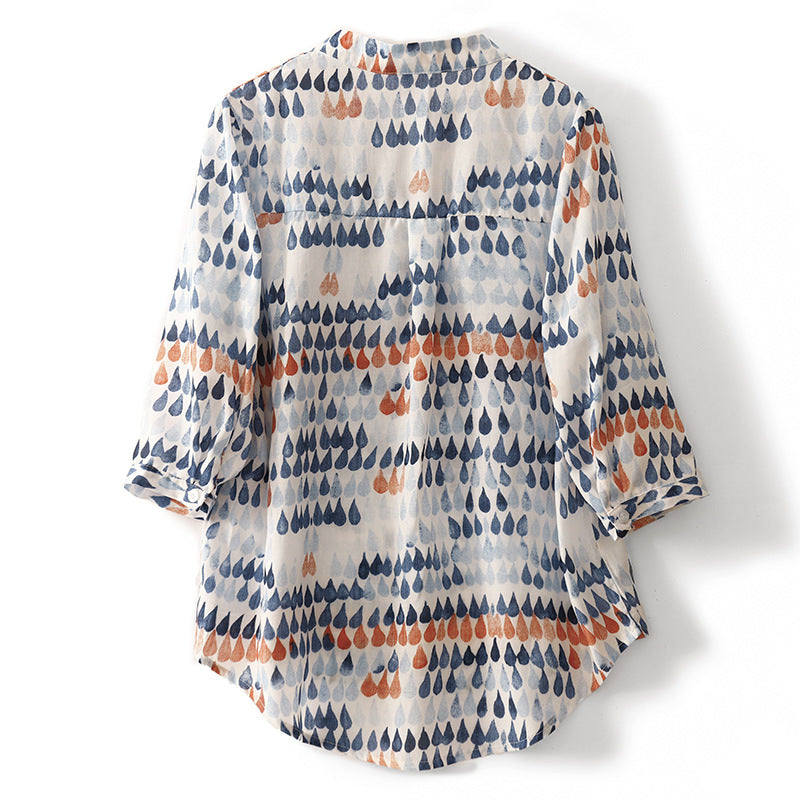 Elegant women's flowy blouse, perfect for spring & summer. Relaxed fit top with unique hand-dipped color, airy & comfortable.